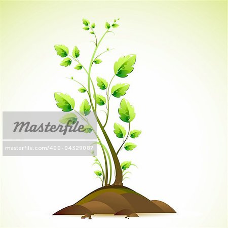 illustration of growing green tree on abstract background