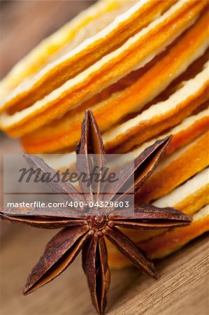 Slices of dried Orange with anise star