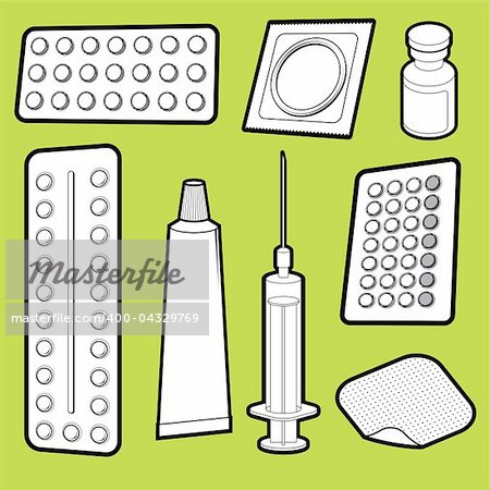 Vector illustration of birth control medicine