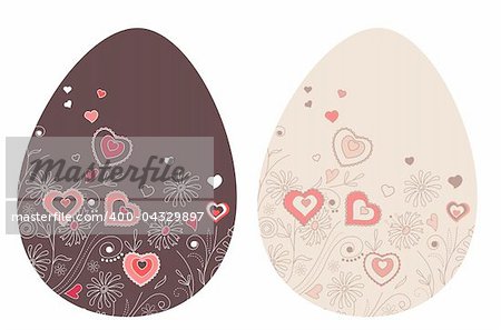 Two pretty spring easter eggs with hearts