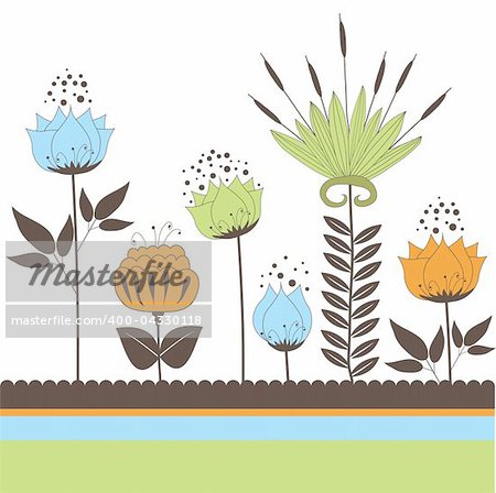 Background with flowers for you. Vector illustration