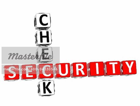 3D Security Check Crossword on white background