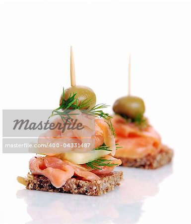 Delicious Appetizer Plate with Salmon and Olives
