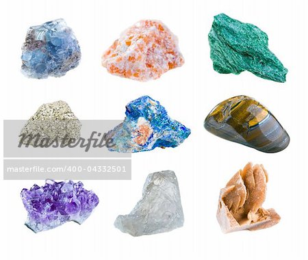 Mineral collection isolated on a white background