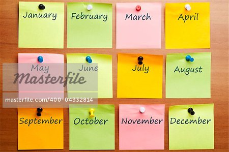 Calendar made by posst it with copy space