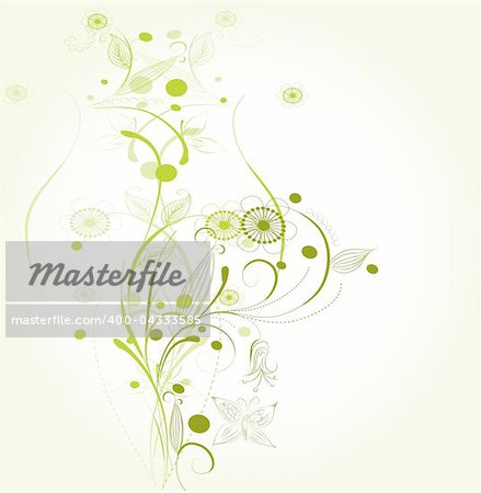 Beautiful abstract floral background with butterflies.