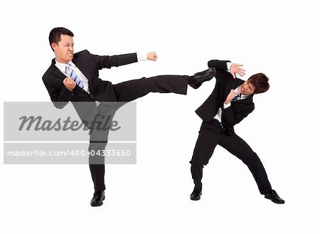 Asian Businessman are fighting by kung fu