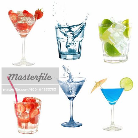 drink or cocktail collection isolated on a white background