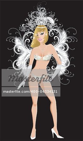 Vector Illustration for carnival costume or las vegas showgirl.