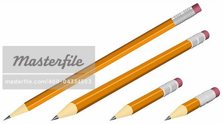 orange pencils isolated on white, realistic looking vector illustration