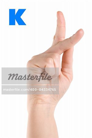 Finger Spelling the Alphabet in American Sign Language (ASL). The Letter K.