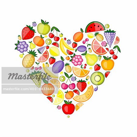 Energy fruit heart shape for your design