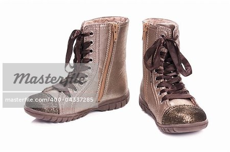 New boots child's fashion isolated on white background