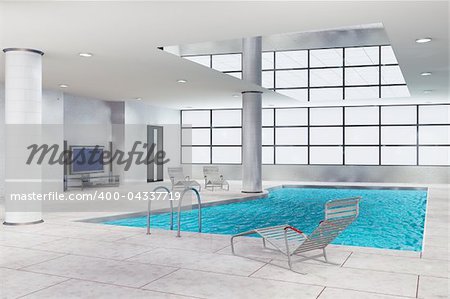3d illustration of modern indoors swimming pool