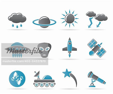 Astronautics and Space and universe Icons - Vector Icon Set