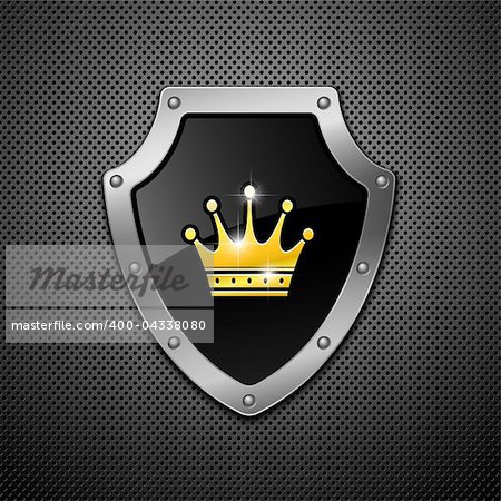 Shield on a metal background.