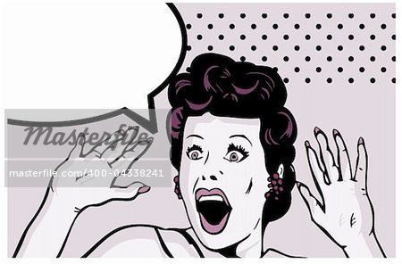 Comic Love Vector illustration of surprised woman face