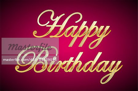 illustration of happy birthday in gold on abstract background