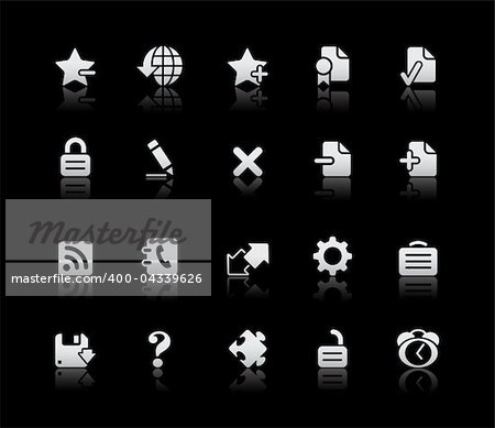 Vector icons reflected in black background. -eps 8-