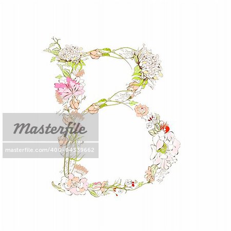 Spring floral font, Letter B