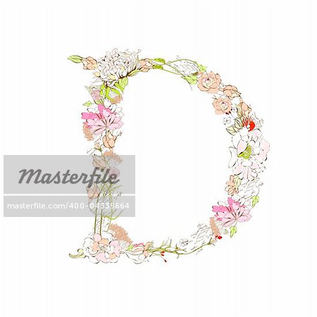 Spring floral font, Letter D