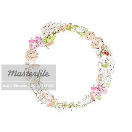 Spring floral font, Letter O