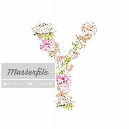 Spring floral font, Letter Y