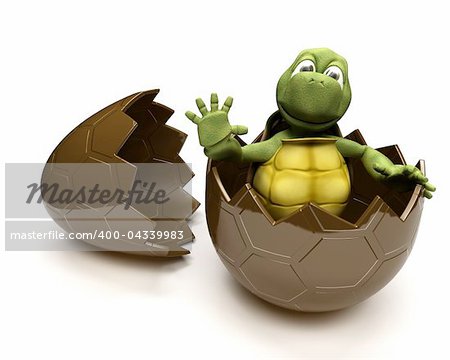 3D Render of a Tortoise with an ester egg