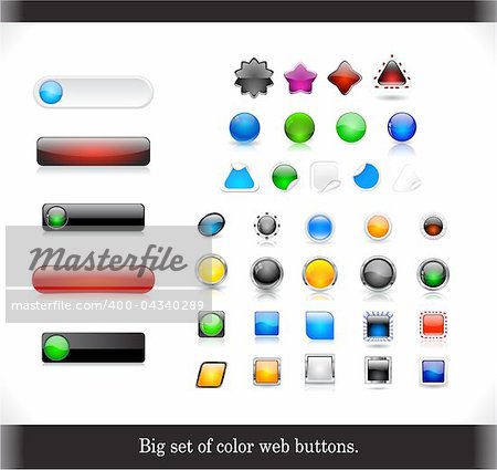 Big set of color shiny buttons