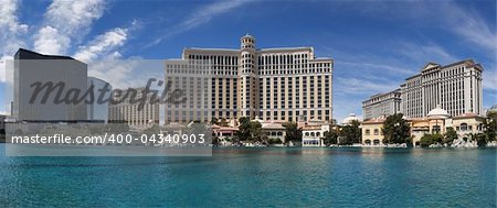 Panorama of Las Vegas Hotels, Compopolitan, Bellagio, Ceasars Palace