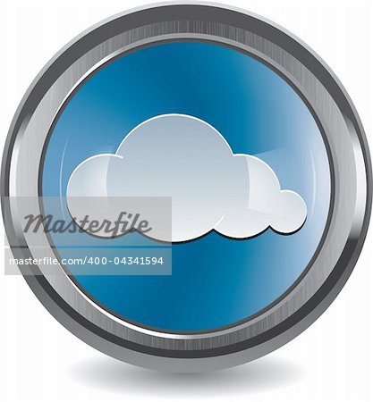 Nice glossy cloud computing button on brushed metal with reflections. Possibly be used as icon