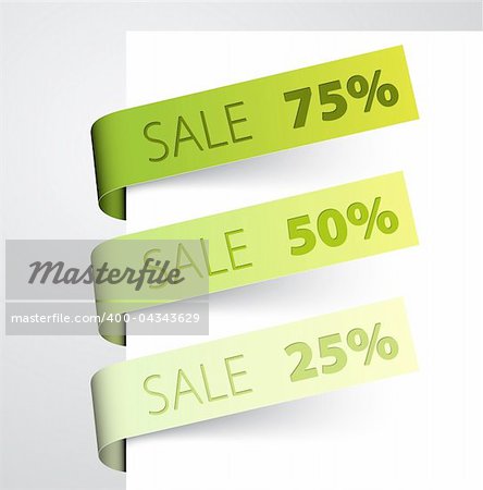 Set of green paper tags - Vector sale announcement
