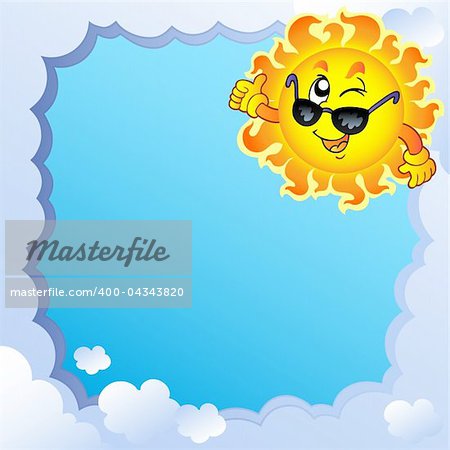 Cloudy frame with Sun 3 - vector illustration.