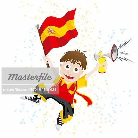 Vector - Spain Sport Fan with Flag and Horn