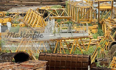 Building stuff field in desolation, industrial background in city.