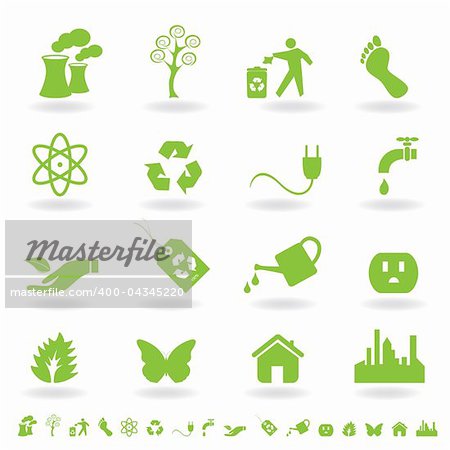 Eco friendly icon set in green