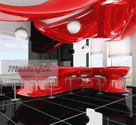 reception in modern hotel 3d image
