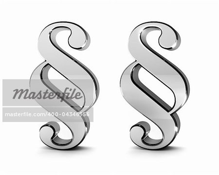 3d metal paragraph isolated on white background