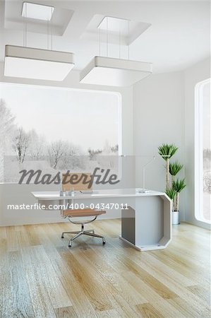 interior design of modern office, 3d render