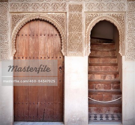 A couple of arab doors in the Alhambra in Granada, Spain
