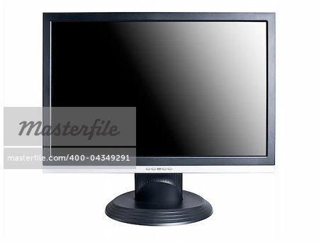 Black computer display isolated on white background with clipping path