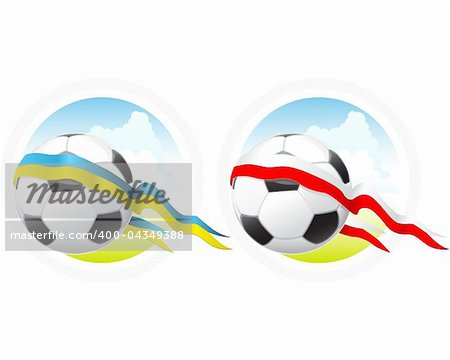 Euro 2012 Soccer emblem with ball and ribbon