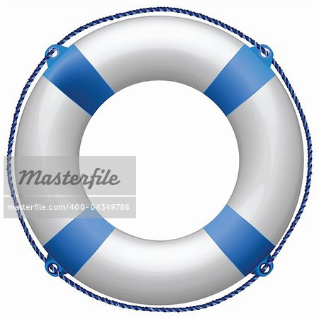 life buoy blue against white background, abstract vector art illustration