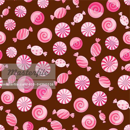 pink striped candy seamless pattern on chocolate brown background