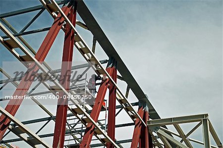 Construction crane workers work height iron sky welder