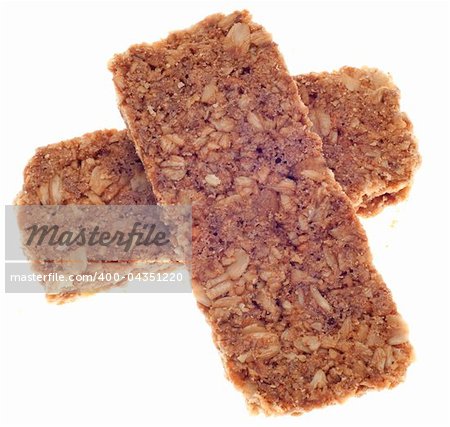 Healthy Granola Bars Isolated on White with a Clipping Path.