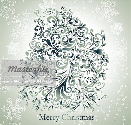 Holiday card with beautiful curly ornament