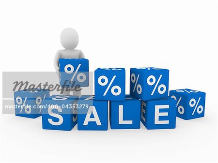 3d sale human blue cube sell business discount