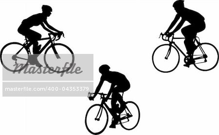 racing bicyclists  silhouettes- vector