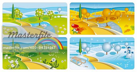 Set of four seasons banners. Vector Illustration (EPS v. 10)